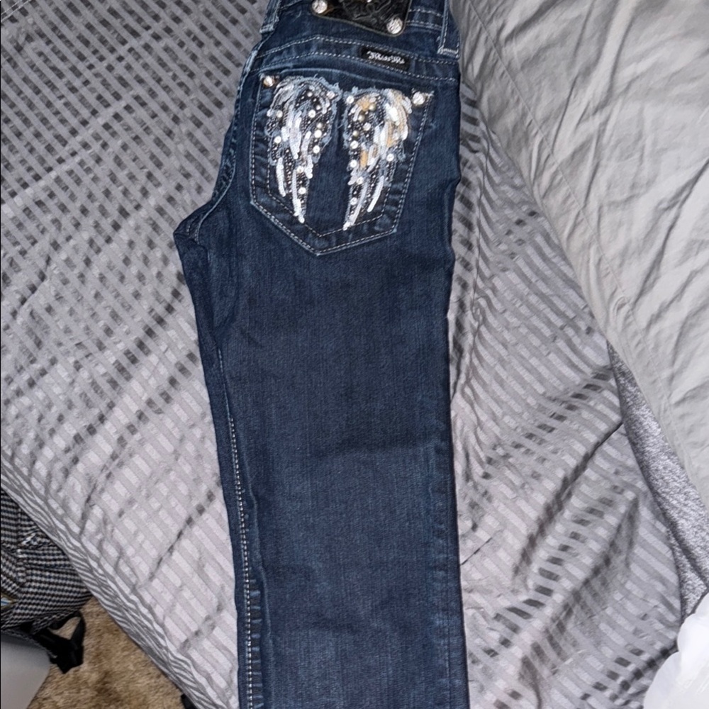 Miss Me Blue Skinny Jeans with Embellished Details